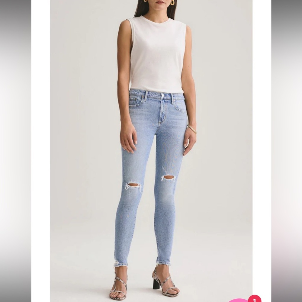 Agolde Light Wash Mid Rise Sophie Ankle Jeans‎ Distressed